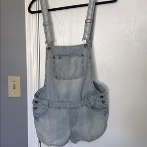 Lace Trimmed Overalls Short